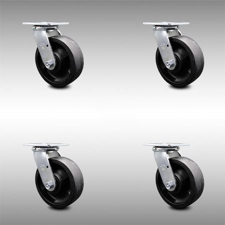 6 Inch SS Glass Filled Nylon Wheel Swivel Caster Set With Ball Bearings SCC